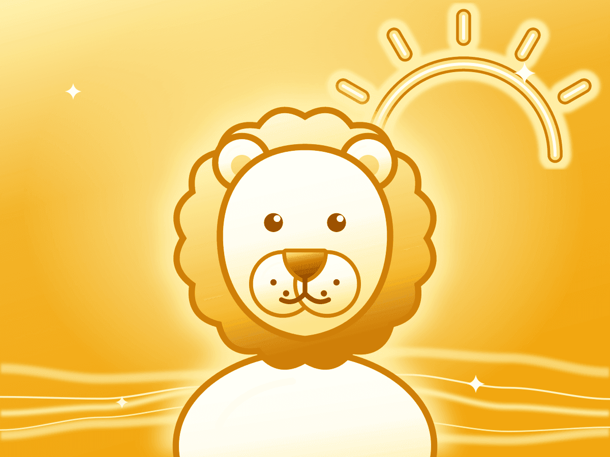 An illustration of Saffron, a lion with a big golden mane